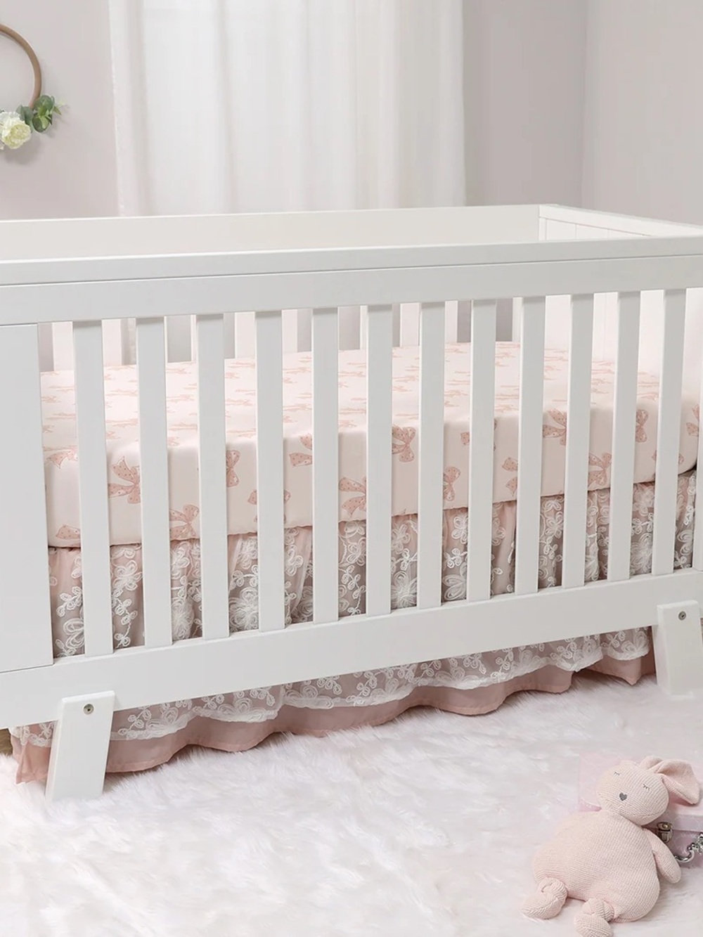 The Peanutshell Arianna Pink Crib DUST RUFFLE / Pink